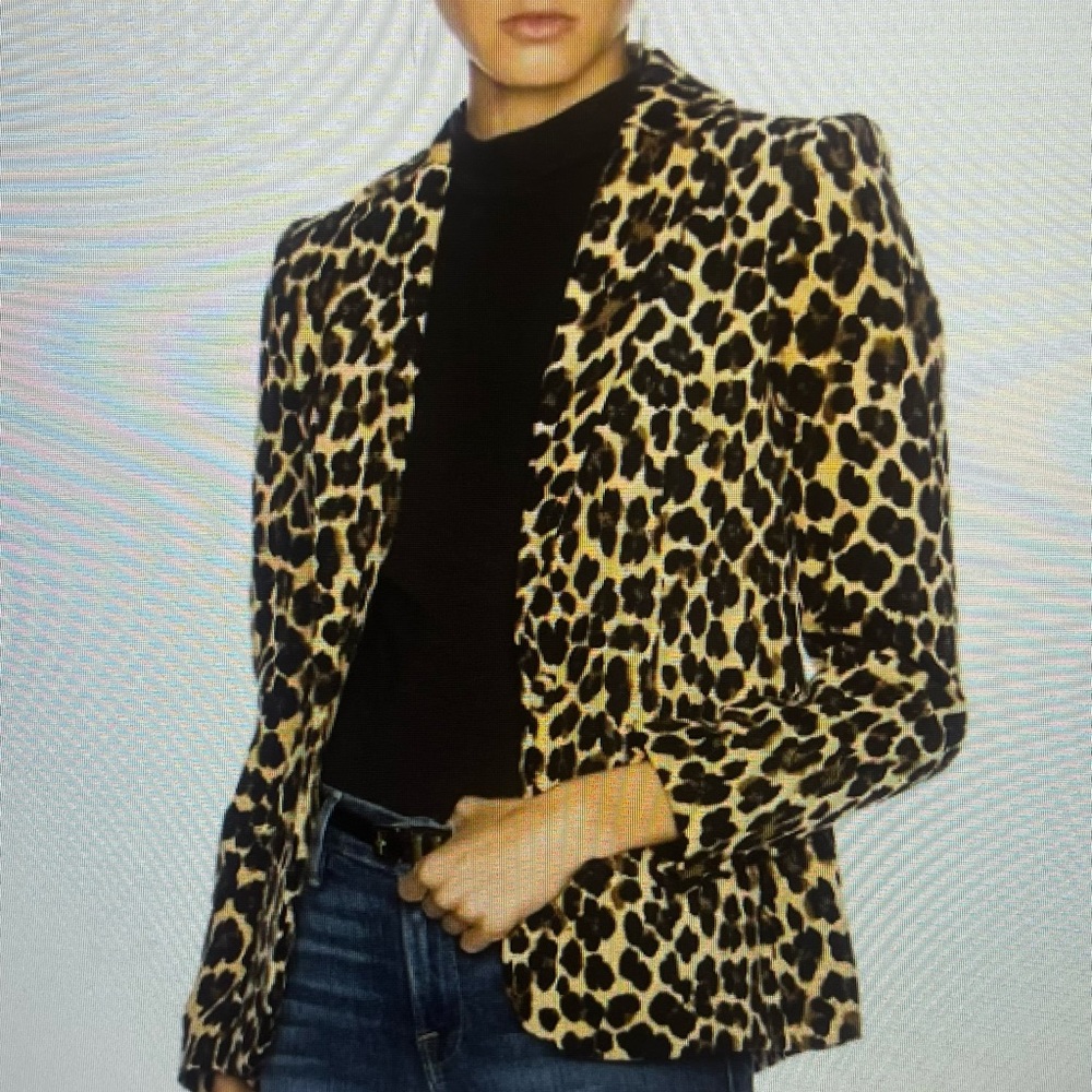 FRAME Denim Velvet Leopard brown/black Print blazer size 4